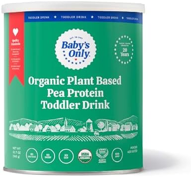 Baby's Only Organic Plant Based Pea Protein Toddler Drink, Pea Protein Powder, No Dairy, Lactose or Soy, Organic Toddler Drink with Plant Protein & Iron, Toddlers 12 Months Old and Up, 12.7 oz, 1 Pack