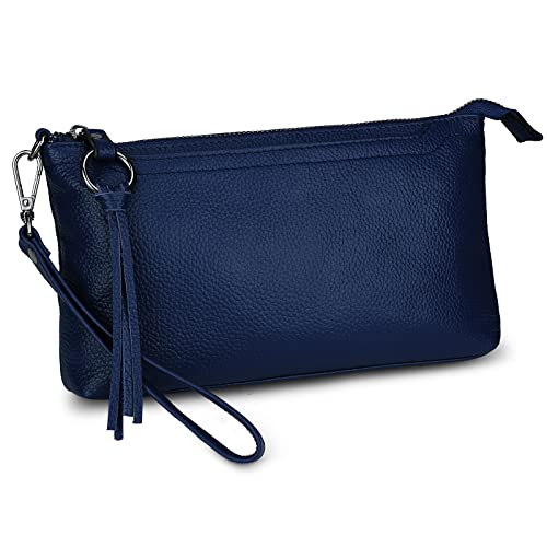 Image of Uromee Genuine Leather Wristlet Wallet Clutch Purses with Detachable Chain