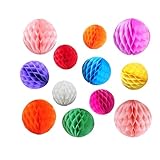 Paper Honeycomb Balls Assorted Size 12pieces 6'' 8'' 10'' Party Honeycomb Ball Decorations Colorful Honeycomb Ball for Birthday Wedding Events Accessories
