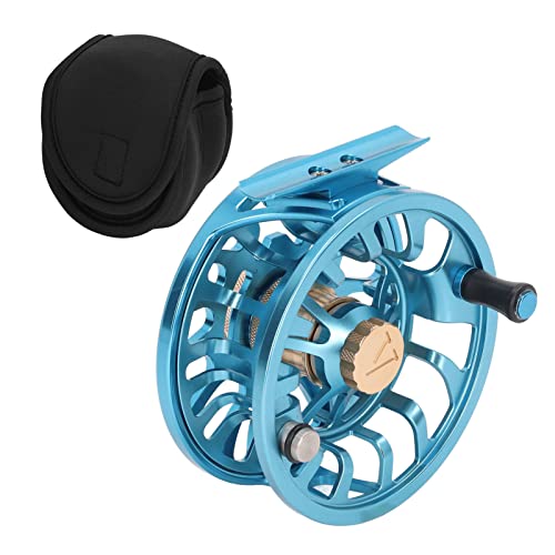 Moulinet de pêche à la mouche bleu en alliage d'aluminium avec un design de 90 mm OD