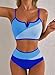 Herseas Women's High Waisted Bikini Sets V Wire Colorblock 2 Piece Swim Suits 2026 Summer Trim Spaghetti Straps Supportive Soft Bathing Suit Fashionable Swim Outfits Blue Medium