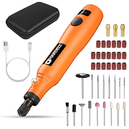 HARDELL Cordless Rotary Tool 3.7V, 3-Speed Mini Rotary Tool with 42 Rotary Tool Accessories, Rechargeable Power Rotary Tool Kit for Sanding, Drilling, Polishing, Engraving, Cleaning, DIY Crafts