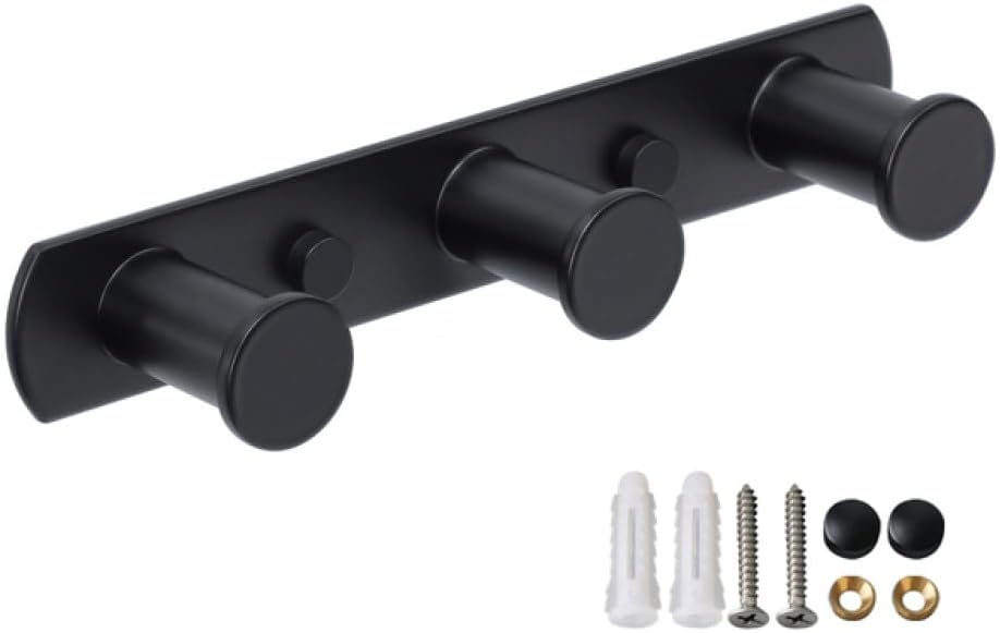 Robe Hook Bathroom Towel/Coat Hook Wall Mounted Door Hooks Heavy Duty 304 Stainless Steel Matte Black Bathroom Accessories,6