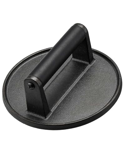 HULISEN Pre Seasoned 6.5 Cast Iron Smashed Burger Press Heavy Duty Burger Smasher for Griddle Cast Iron Press for Smashing Hamburger Cooking Weight Press Food Press Meat Smasher 2.1lb