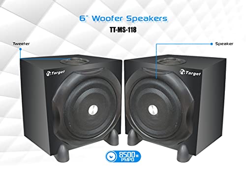Image of Target TT-MS-118 HI-FI Sound Multimedia Speaker 6 inch x2 NOS with TWEETERS RMS 80 WATTS