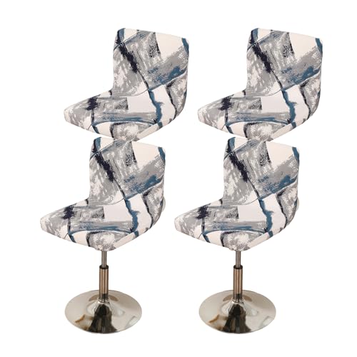 Image of FUANGUI Bar Stool Covers Set of 4, Stretch Bar Stool Chair Cover Slipcovers, Floral Print Counter Stool Bar Chair Covers for Kitchen Pub Dining Room (Geometric Grey)