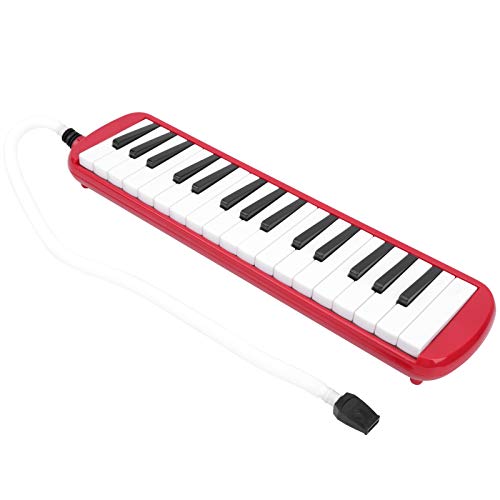 32 Tasten Melodica Air Piano Keyboard Musikinstrument mit Tragetasche und Kurzem Mundstück (Rot)