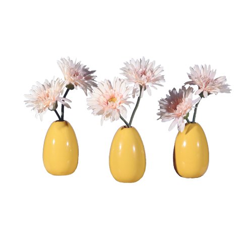 Vickerman AZF11089 Gerbera Huevos Plantas Artificiales, Blanco, 22.4 cm