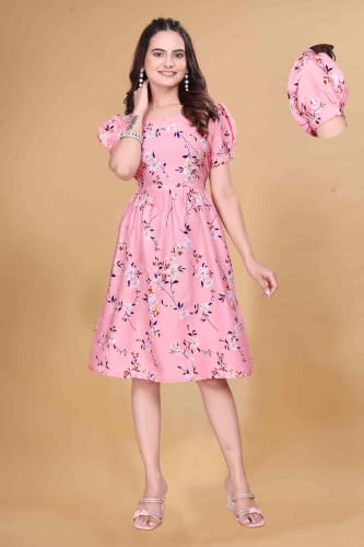 Image of Women's Crepe Floral Print Flared Midi Dress