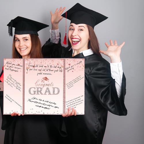 Image of Crenics Rose Gold Graduation Decorations Class of 2026, Creative Graduation Guest Sign in Book Alternative, Congrats Grad Signature Book 18 inch x 12 inch, Awesome Graduation Gift or Keepsake