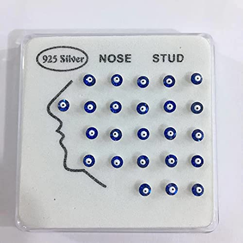 Colorful Bling 24Pcs 22G Blue Evil Eye Nose Studs 925 Sterling Silver Inlaid 3Mm E Austrian Cubic Zirconia Nose Rings Stud Multicolor For Women Men Nose Body Piercing Jewelry With Box-Evil Eye #TOP1