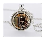 Geschenk-Verpackung Taschen Vintage Tiere Bild Dome Glas silber Ketten