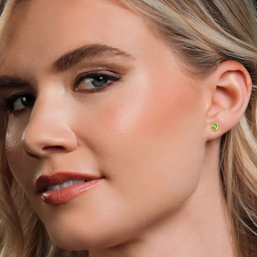 Gem Stone King 14K Gold 6MM Round Gemstone Birthstone Stud Earrings | Gold Earrings For Women Men4