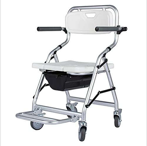 Taburete de ducha plegable, silla portátil con reposabrazos y ruedas, silla de ruedas de baño para ancianos y discapacitados