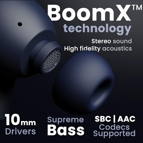 GOBOULT Z40 True Wireless in Ear Earbuds with 60H Playtime, Zen™ ENC Mic, Low Latency Gaming, Type-C Fast Charging, Made in India, 10mm Rich Bass Drivers, IPX5, Ear Buds TWS (Blue)