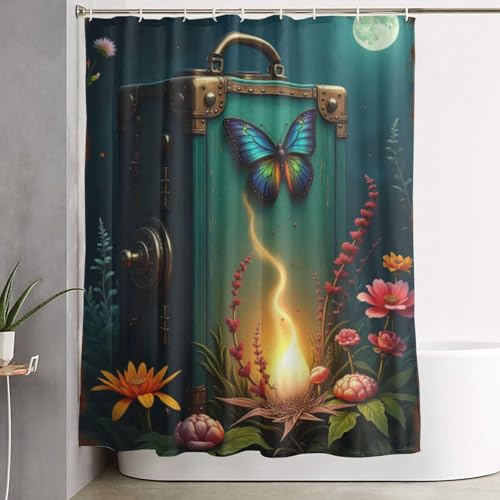 Rideau de douche imprimé papillons 152x183cm lavable en machine - 8