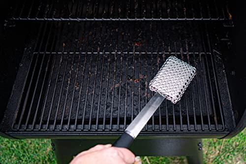 Bbq Dragon Chainmail Grill Brush And Scraper - Stainless Steel Grill Cleaning Brush - Heavy Duty And Bristle Free Grill Cleaner, Grill Scraper - Safe For Porcelain - Perfect Grill Accessories Gift #TOP5