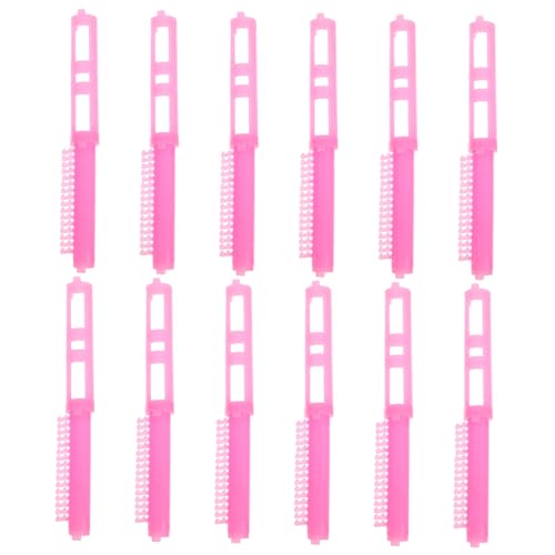 DECOMELODY 12 Piezas barra de permanente pliegue dar volumen peluquero curling wand hair clips pasadores de rodillos para el cabello clip para permanente de raíz de cabello resina rosa
