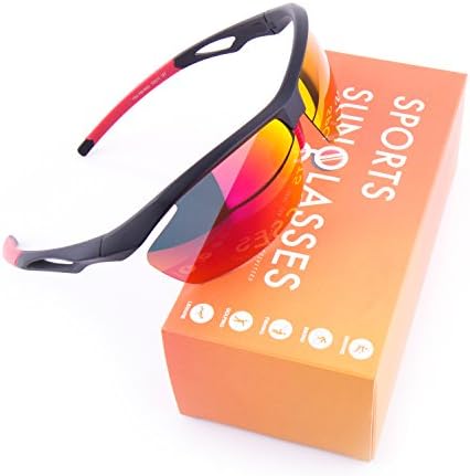 Sports Sunglasses Polarized Sunglasses100% UV Protection for Men and Women to Fishing Skiing Driving Golfing Running Cycling and Other Outdoors Activities-Red