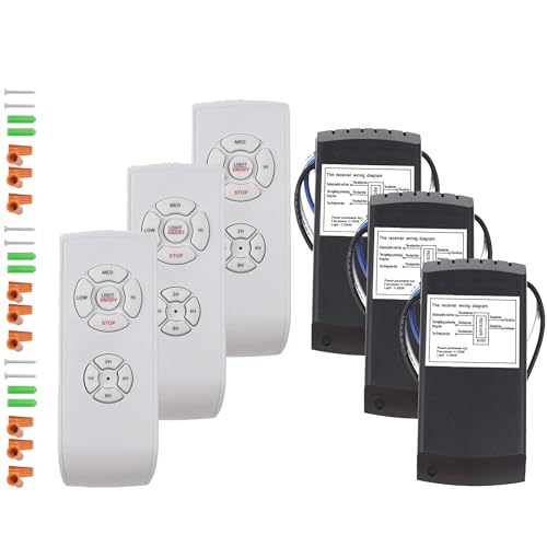 LPHUMEX 3 Packs Ceiling Fan Remote Control Kits, 3-in-1 Fan Light Timer & Speed Remote, Universal Ceiling Fan Remote for Hunter/Harbor Breeze/Westinghouse/Honeywell/Hampton Bay