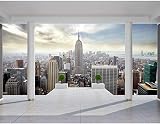 YIERLIFE Autoadhesivo Tela no tejida 3D infantil mural Paisaje de la azotea de la ciudad de Nueva York Múltiples tamaños y estilos, Papel Tapiz Fotomural 3D Fondo De Autoadhesivo Moderna Murales Fotog