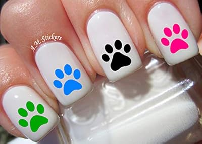 Paw Print Water Nail Art Transfers Stickers Decals - Set of 60 - A1276