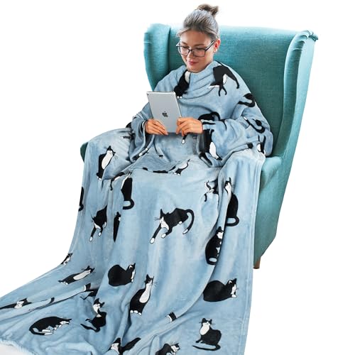 Tirrinia Wearable Blanket Adult, Sunggle Blanket with Sleeves