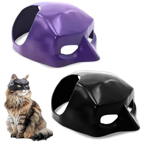 HTGWCG Maschera Pipistrello per Gatti, 2Pcs Costume Halloween per Gatti, Accessorio Carino per Gattini (Nero e Viola)