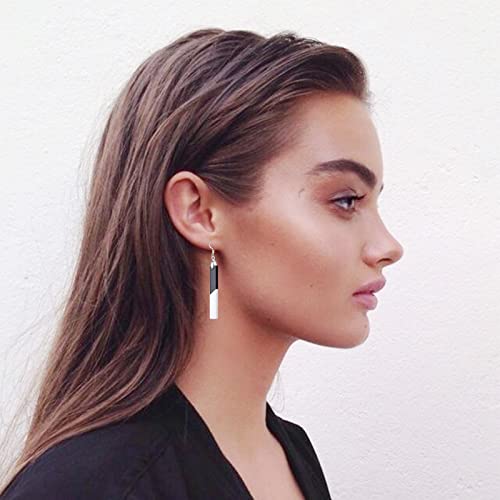 Black And White Earrings For Women Girls, Cute Bar Earring Acrylic Dangling Drop Dangle Earrings With 925 Silver Hook #TOP3