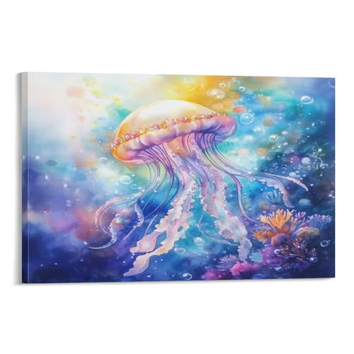 Peinture sur toile de méduses pour chambre afin de créer un salon zen