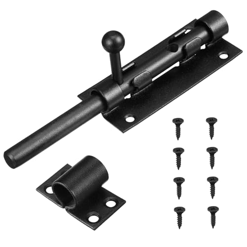 WOONEKY スライディングボルトラッチ ドアラッチ ゲートロック 室内ドア用ロック ステンレススチール製 高耐久 バレルボルトドアラッチ 南京錠対応 多用途 取り付けネジ付