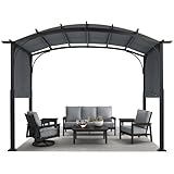 MASTERCANOPY 10x10ft Outdoor Retractable Pergola with Sun Shade Canopy Patio Metal Garden Pergola,Dark Grey