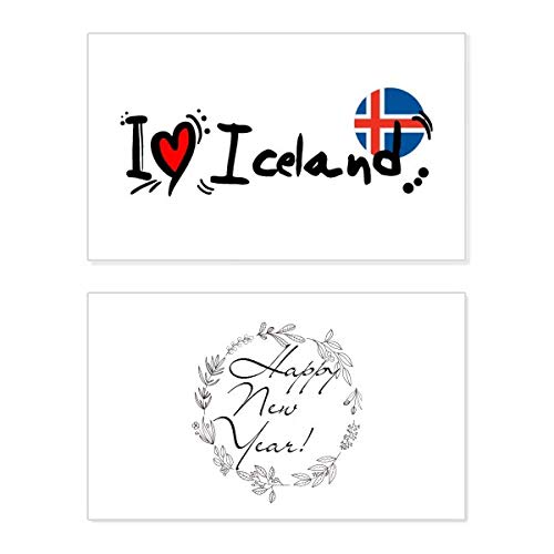 Tarjeta de felicitación I Love Iceland en inglés para dedicatorias de viaje