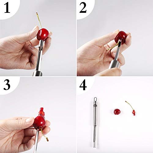 Corer And Pitter Set Of 4, Multi-Function Corer And Pitter Remover Set, Stainless Steel Core Remover Tool For Apple, Pear, Cherry, Jujube, Red Dates Or More With Sharp Serrated Blade #TOP4