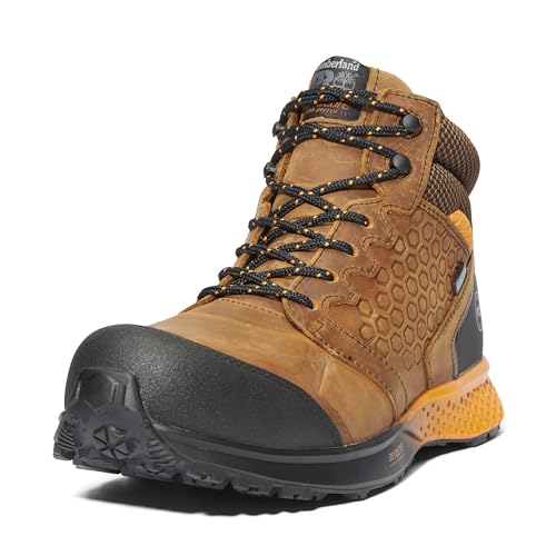 Timberland PRO Men's Reaxion Mid Composite Safety Toe Waterproof Industrial Hiker Work Boot, Brown/Orange-2024 NEW, 14M
