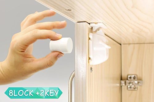 Magnetic Cabinet Locks - Child Proof Lock Set - Baby Safety Locks for Cabinets & Drawers - No Tools Or Drilling Needed - 8 Locks + 2 Keys