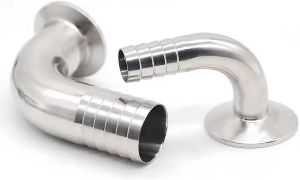 Hose Elbow Pipe Connector, Adapter Fittings, 304 Stainless Steel 90° Sanitary Barb Fitting - 12.7mm To 108mm, Plumbing(16mmx Ferrule 50.5)