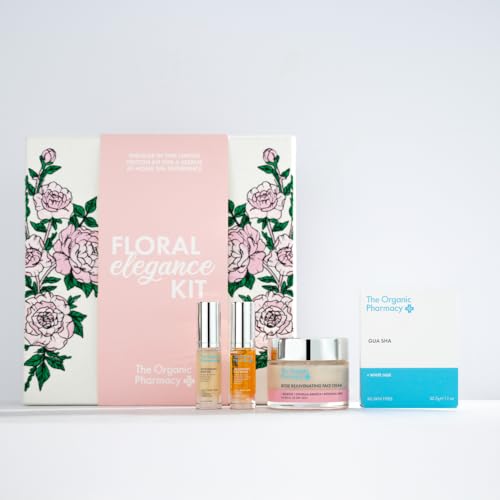 The Organic Pharmacy Floral Elegance Kit - Rejuvenate, Sculpt, Moisturise, Intensive wrinkle correction, With ALA+DMAE+MSM, Centella Asiatica, Rosehip, Organic <99.8%, Natural <86.9%