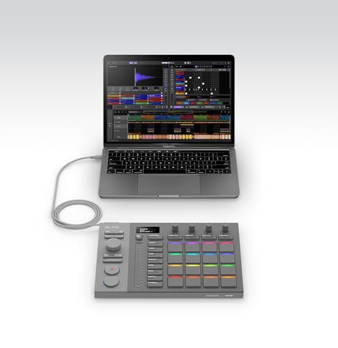 AlphaTheta SLAB MIDI Controller — Unlock Serato Studio (Full Version), Multi‑Function Dial & Focus Control, 16 Velocity Pads With Aftertouch, Touch Strip Performance; Works with Serato DJ Pro