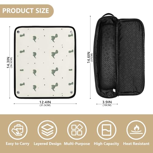 Bolsa de viaje para herramientas de cabello con diseño de dinosaurio y mármol, resistente al calor, para planchas, rizadores y organizador portátil miniatura 4