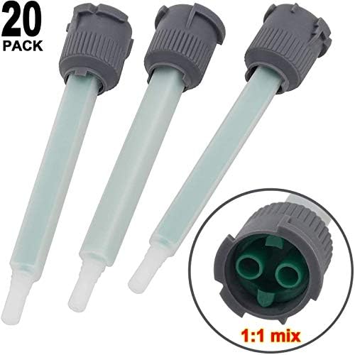feedal Epoxy Mixing Nozzle Tip, Resin Mixer Adhesive Gun Nozzles for Mix, Gun Applicatior for 50ml AB Glue Cartridge Glue Gun 20 pcs (1:1 Applicator Ratios)