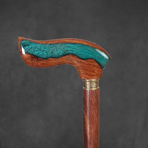 Handmade Rosewood Wooden Walking Cane for Men | Epoxy Resin Walking Stick for Senior | Lightweight Walking Cane