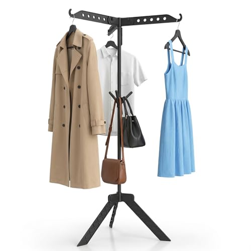 OlyPegic Standtrockner Wäscheständer Hoch Klappbar mit 3 Flügeln, 360° Drehung Wäschespinne Camping, 25kg Tragfähigkeit Wäscheständer Turm für Innen Außen Balkon
