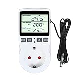KKmoon Digitaler Thermostatregler Temperaturregler Heizung Kühlen Thermostat Steckdose mit Timer und Sonde für Terrarium Aquarium Reptilien Inkubator-Kühlschrank Treibhaussaatkeimung