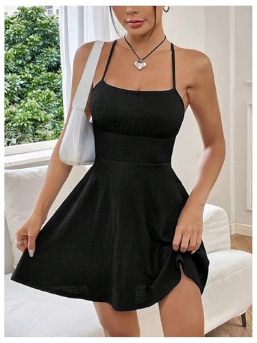 Image of Floerns Women's Summer Ditsy Floral Backless Tie Back Sleeveless Cami Mini Dress