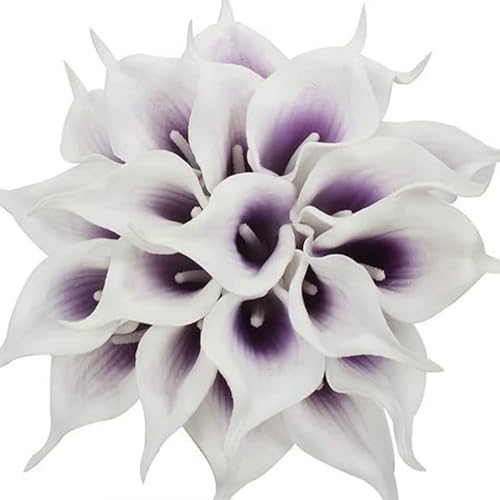NASSMOSSE Flores Artificiales de Cala Lirio 10pcs Realista Tallo Largo 14x4 Cala liry Flexible y Blanca PU Flores Falsas para arreglo, Centro de Mesa, Boda
