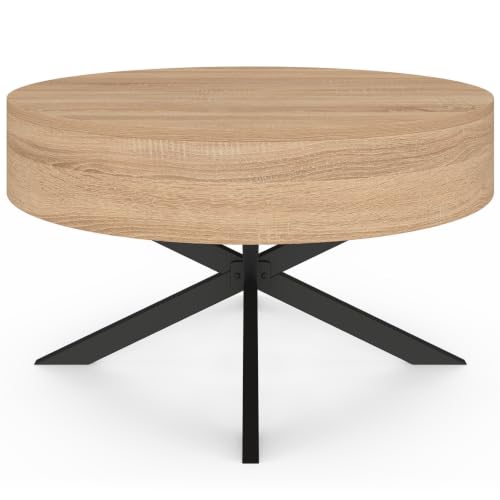 Table basse plateau relevable ronde ALIX 70 cm pied araignée bois et - vue 5