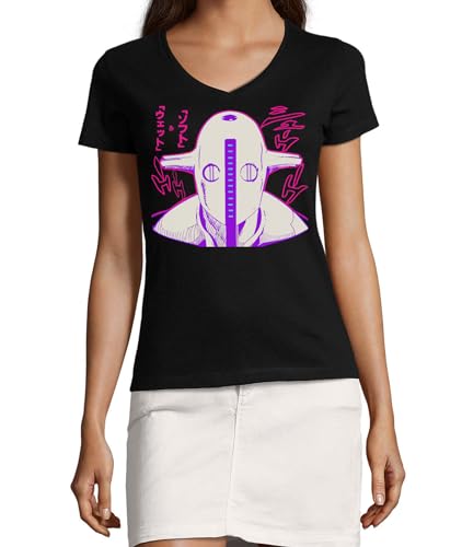T-shirt Anime 83 coton premium noir col V au design soigné pour femme