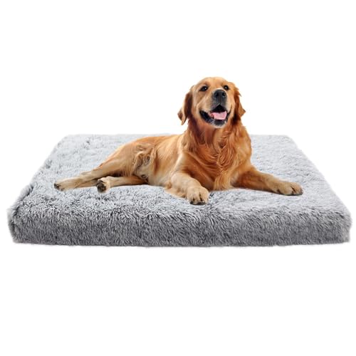 DELIFIR Soft Plush Dog Bed - 75 * 50 Cm Washable Comfortable Cats Dogs Bed Waterproof and Anti-Slip Bottom Pet Sleeping Mat for Small Meium Large Dogs Cats Puppies (Gray White)