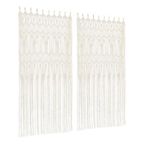 chennnls Fenstervorhang 100x200 cm Makramee Türvorhang im Boho-Stil handgewebter Raumteiler 2 Paneele für Wohnzimmer Schlafzimmer Hochzeitsdekoration